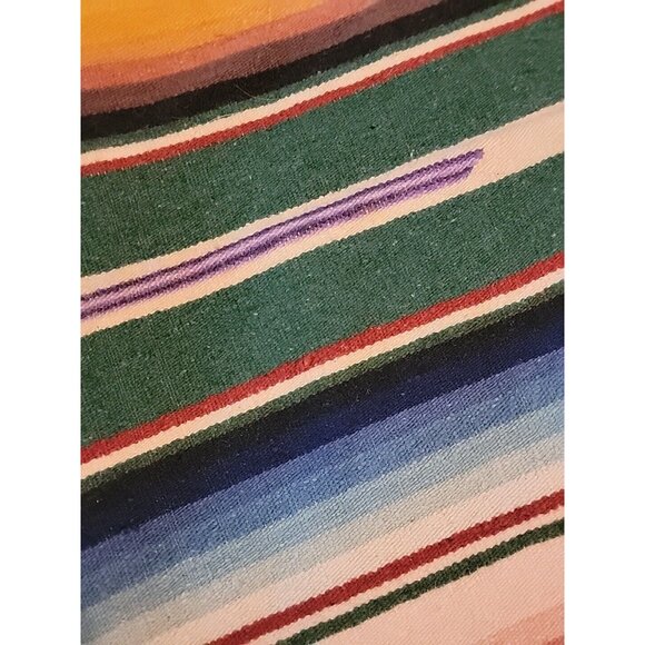 Vintage Mexican Wool Blend Serape Blanket Brick Red 36x77 - Picture 6 of 9